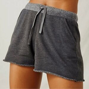Free People Grey Kelly Lounge Shorts Stretch Pockets Soft Cozy Sweatpants Fleece